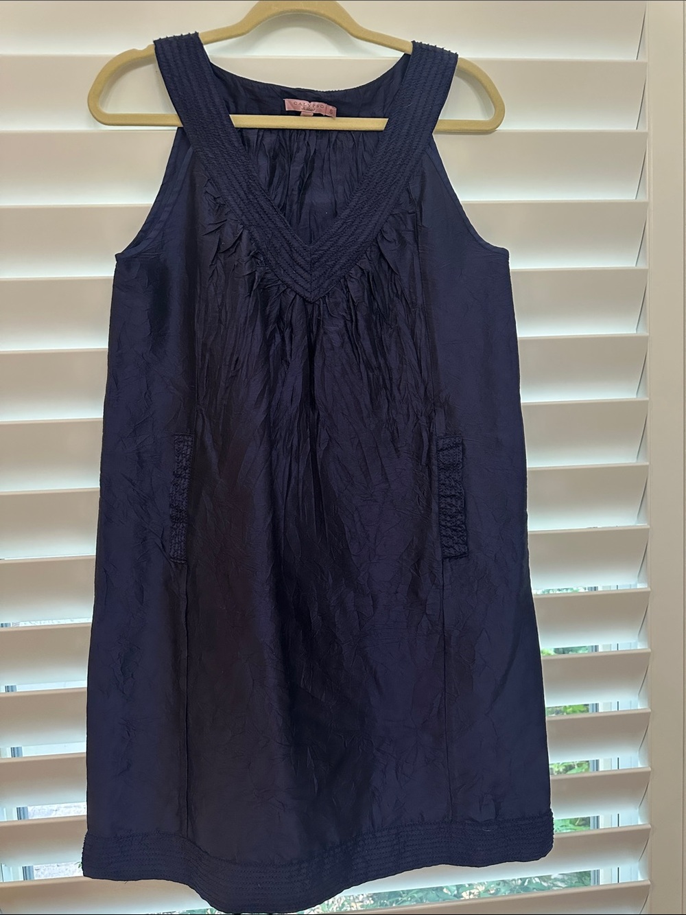 Calypso St. Barth Navy Sleeveless V-Neck Mini Dress